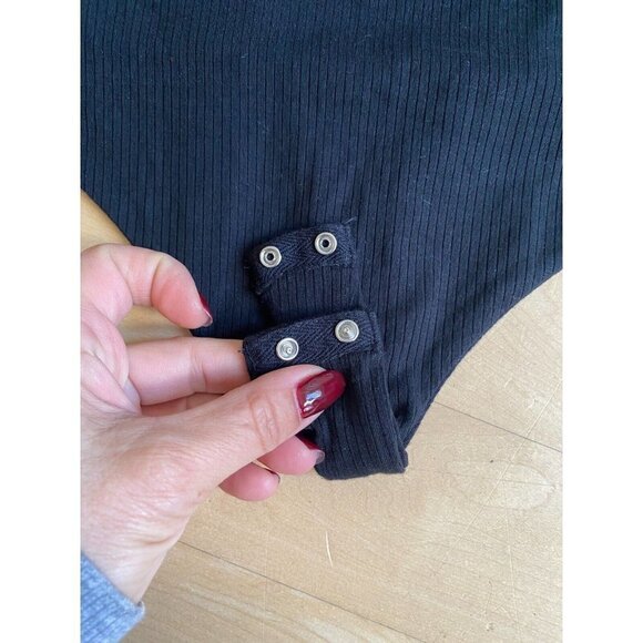 AFRM Bnwot Womens "Hara" T-Back Black Ribbed Bodysuit Sz Medium - Picture 3 of 7